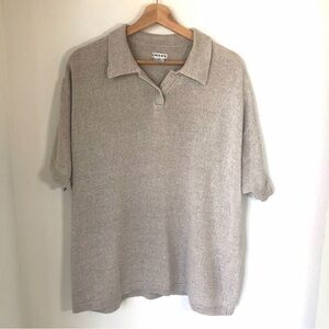 Chico’s Knitted Polo Linen Blend Sweater Top Women’s Sz 3 or XL or 16-18 Oatmeal